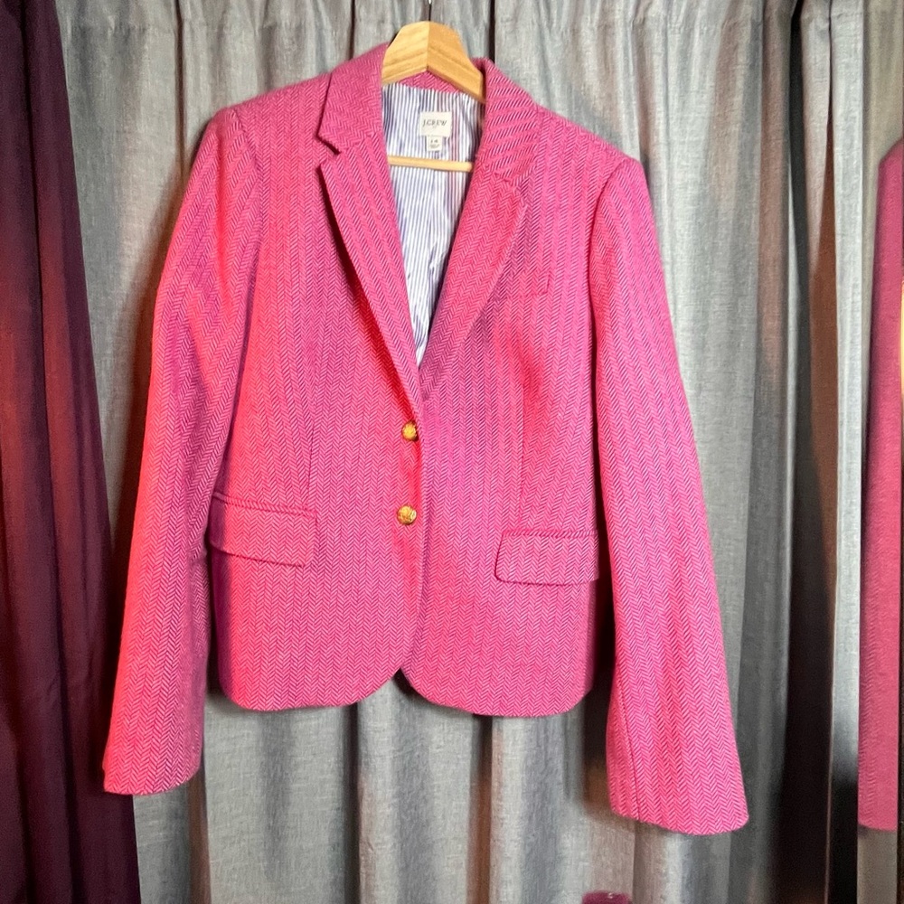 J. Crew Fuchsia Herringbone Blazer - Picture 4 of 6